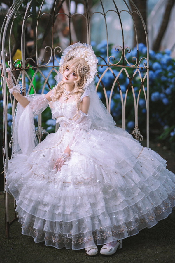 Dream Waltz- Gorgeous Tea Party Princess Wedding Lolita JSK Dress with Arm Sleeves