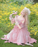 Zhijinyuan -Star River Prayer- Elegant Fishbone Classic Lolita JSK with Bow Tailing