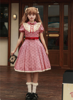 Withpuji -Limited Sweetheart- Sweet Classic Lolita OP Dress with Bowknot and Waistband