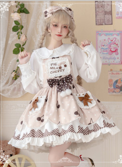 Eieyomi -Cherry Milk Pie- Sweet Lolita Salopettes and Blouse