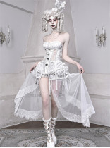 Sleeping Alice- Fishbone Gothic Lolita Corset, Nest Overskirt, Tulle Tailing Set and Bolero