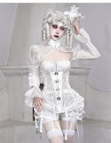 Sleeping Alice- Fishbone Gothic Lolita Corset, Nest Overskirt, Tulle Tailing Set and Bolero