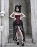 Hell Alice- Drawstring Gothic Lolita Corset, Nest Overskirt, Tulle Tailing Set and Bolero