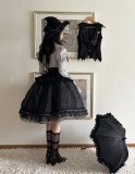 Elven Rabbit -The Black Cat Witch- Gothic Lolita OP Dress, Skirt, Blouse and Topwear