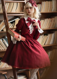 Withpuji -Withered Bone- Classic Gothic Lolita OP Dress with Bow Tie