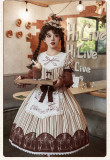 Withpuji -Mera's Afternoon Tea- Classic Lolita OP Dress with Apron, Arm Sleeves and Bow