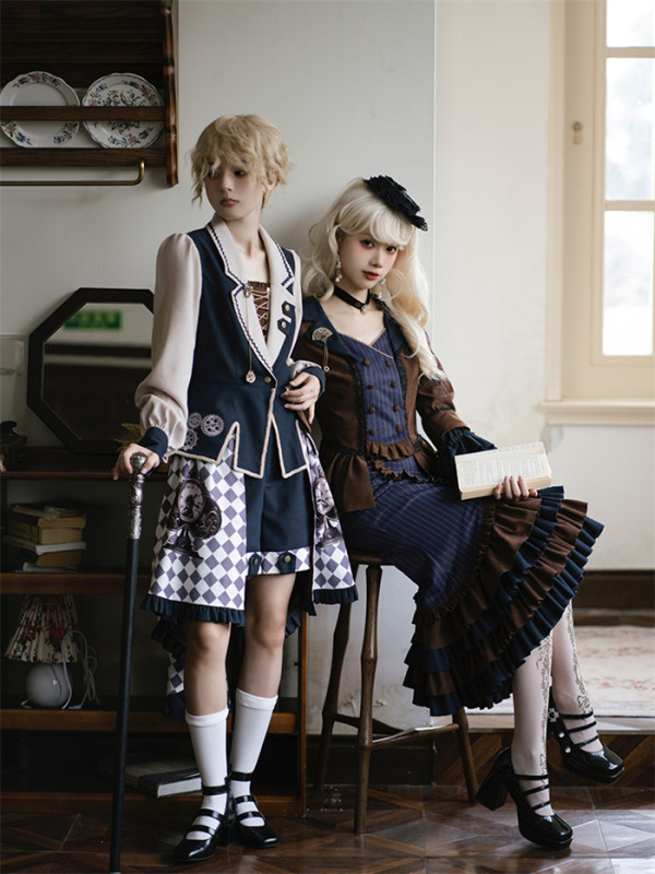 Withpuji -Time Traveler- Ouji Punk Lolita Fishtail Skirt Set and Shorts Set