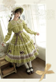 Cyan Rabbit- Sweet Classic Lolita Dress Set and Bonnet