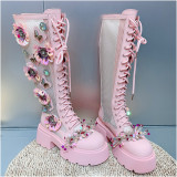 Maggie- Round Toe Sweet Platform Strappy Lolita Boots