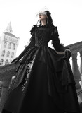 Withpuji -Spectral- Embroidery Elegant Gothic Lolita OP Dress