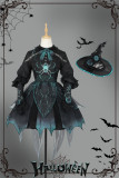 The Rose Witch- Halloween Punk Lolita OP Dress with Arm Sleeves and Accessories