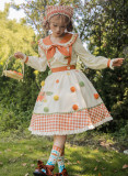 Persimmons- Classic Lolita OP Dress, JSK, Skirt with Suspenders,Blouse, Overskirt and Apron