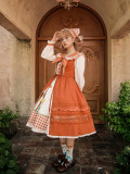 Persimmons- Classic Lolita OP Dress, JSK, Skirt with Suspenders,Blouse, Overskirt and Apron