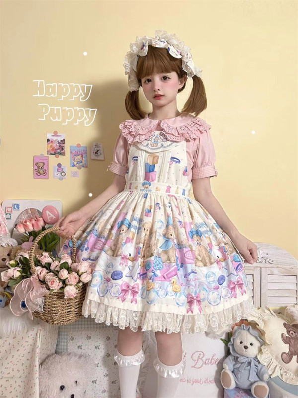 Bathroom Puppy- Sweet Lolita Salopettes and Accessories