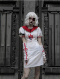 Tokyo Bloodthirsty Girls- Alt Street Punk Gothic Embroidery Sailor Collar Dress