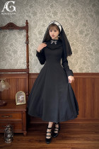 Alice Girl- Elegant Embroidery Classic Lolita OP Dress, Cape and Apron