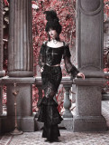 The Duchess- Alt Street Punk Gothic Halloween Velvet Lace Lantern Sleeve Topwear