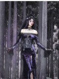 Moon Worship- Alt Street Punk Gothic Halloween Boat Neck Fishtail Split Dress