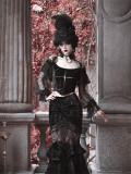 The Duchess- Alt Street Punk Gothic Halloween Velvet Lace Lantern Sleeve Topwear