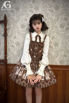Alice Girl -Vintage Doll Family- Embroidery Sailor Collar Classic Lolita Salopettes