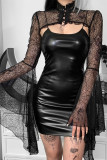 Alt Street Punk Halloween Lace Bolero and PU Slip Dress