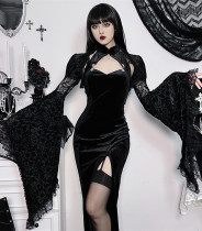 Blood X Fire- Lace Gothic Lolita Bolero and Long Split Cheongsam Dress