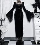 Blood X Fire- Sexy Gothic Lolita Flare Sleeve Split Dress
