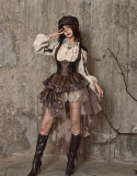 Journey Into Exile- PU Punk Lolita Corset Suspender Skirt with Detachable Tailing and Petticoat