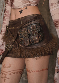 Journey Into Exile-  Alt Street Punk Y2K Sexy Distressed Waistbag, Belt and Pantskirt Set