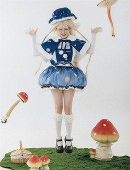 Withpuji -Blue Umbrella- Sweet Lolita Suspender Skirt Set