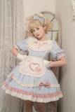 Sweet Puff -High Waist Sweet Lolita OP Dress with Apron and Big Back Bow