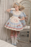 Sweet Puff -High Waist Sweet Lolita OP Dress with Apron and Big Back Bow