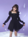 Cute Kawaii Sweet Black Gothic Y2K Long Sleeves Dress