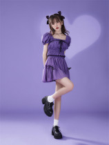 Cute Kawaii Sweet Y2K Chiffon Puff Sleeves Topwear and Skirt