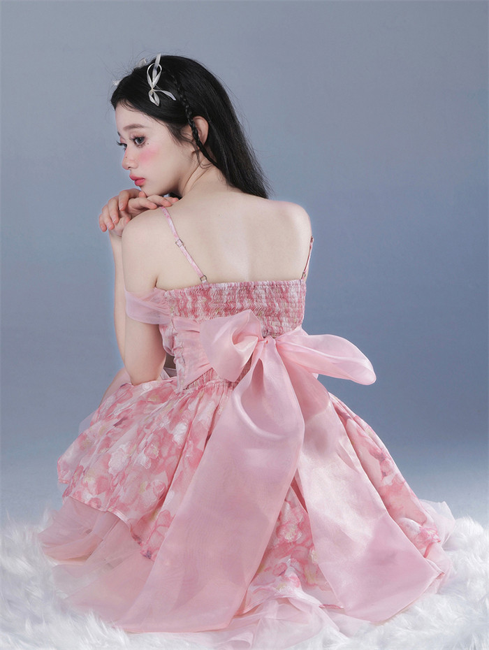 white christmas dresses Zapaka Women Cute Pink A Line Strapless Homecoming Dress with Bows Beaded Corset Ruffle Short Party Dress, Pink / US8 main image 1