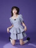 Cute Kawaii Sweet Y2K Princess Puff Sleeves Halter Dress