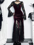 Alt Street Gothic Elegant Lace Fishtail Split Dress