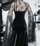 Alt Street Gothic Lace Bolero Cape With Long Bell Sleeves