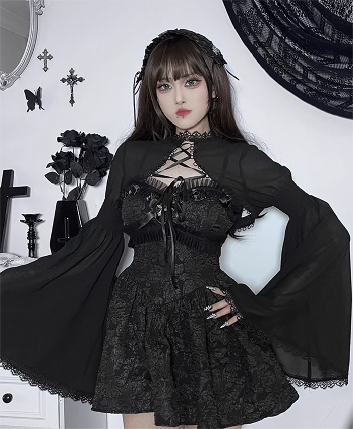 US$ 12.99 - Alt Street Gothic Elegant Lace Maid Dress and Bolero