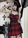 Alt Street Punk Y2K Slip Plaid Dress