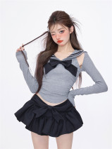 Sweet Kawaii Cute Short Version Sailor Collar Topwear