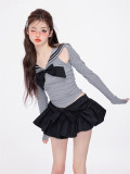 Sweet Kawaii Cute Short Version Sailor Collar Topwear