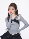 Sweet Kawaii Cute Short Version Sailor Collar Topwear