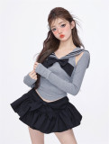 Sweet Kawaii Cute Short Version Sailor Collar Topwear