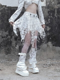 Asylum-  Alt Street Punk Y2K Grunge Distressed Knitted Ripped Skirt