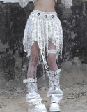Asylum-  Alt Street Punk Y2K Grunge Distressed Knitted Ripped Skirt