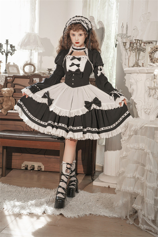 Xiongdoujiang- Sweet Gothic Lolita JSK and Bolero Set