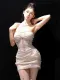 Sweet Kawaii Cute Sexy Strapless Halter Dress with Waist Chain
