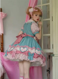 Yingji-Cake Party- Casual Sweet Lolita OP Dress with Apron and Hat