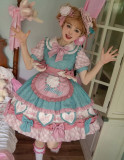 Yingji-Cake Party- Casual Sweet Lolita OP Dress with Apron and Hat